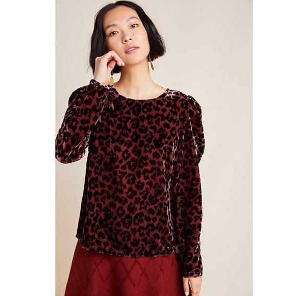 Anthropologie Dolan Charley Velvet Leopard Blouse - Picture 4 of 9